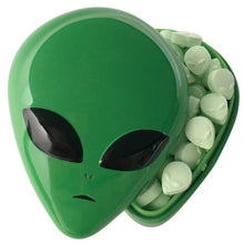 Load image into Gallery viewer, Alien Head Sour Candy Tin.