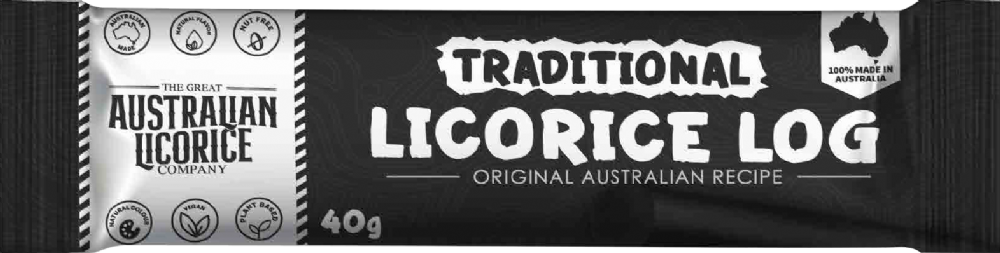 Australian Liquorice Traditional Liquorice Log 40g