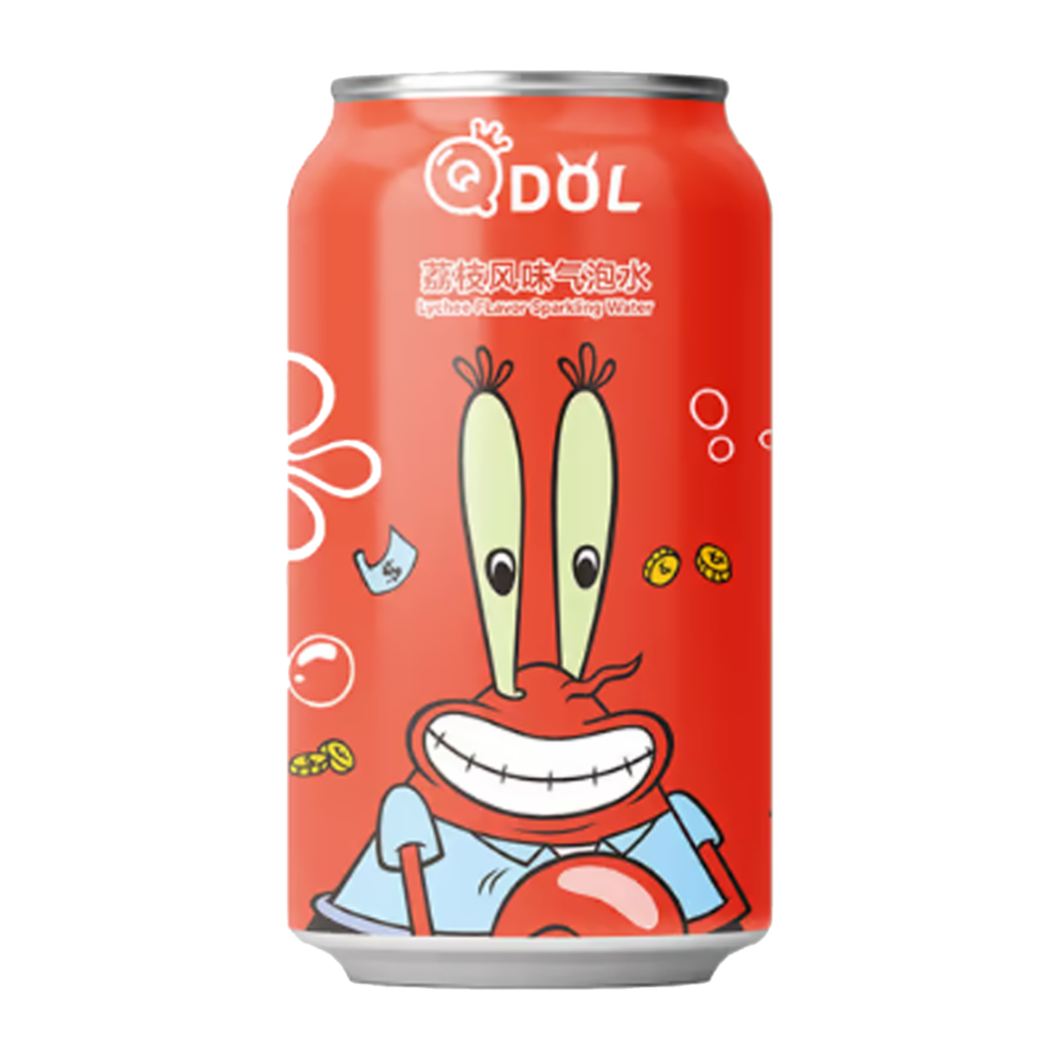 QDOL Spongebob Lychee Sparkling Water Mr Krabs 330ml