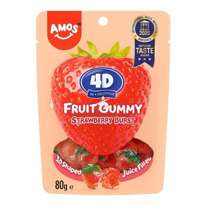 Amos 4D Fruit Gummy Strawberry Burst 80g